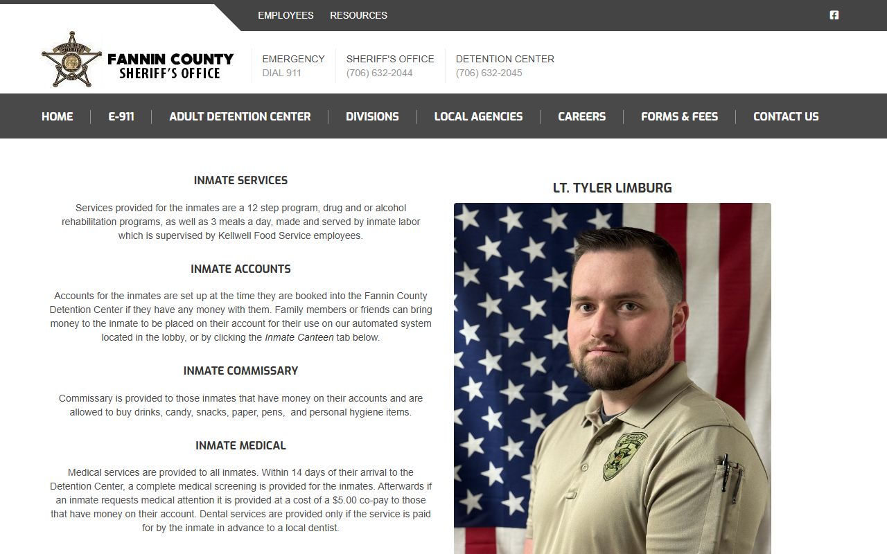 Fannin County Adult Detention Center inmate lookup official page